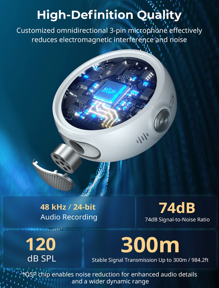 SMALLRIG S60 Wireless Microphone (White/USB-C Version) 4706