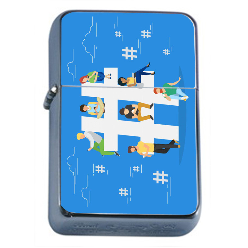 Hashtags Flip Top Oil Lighter Wind Resistant