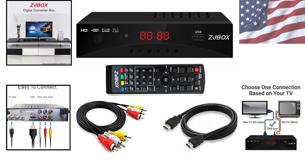 High-Definition Digital TV Converter Box with Timer & USB Recording Function