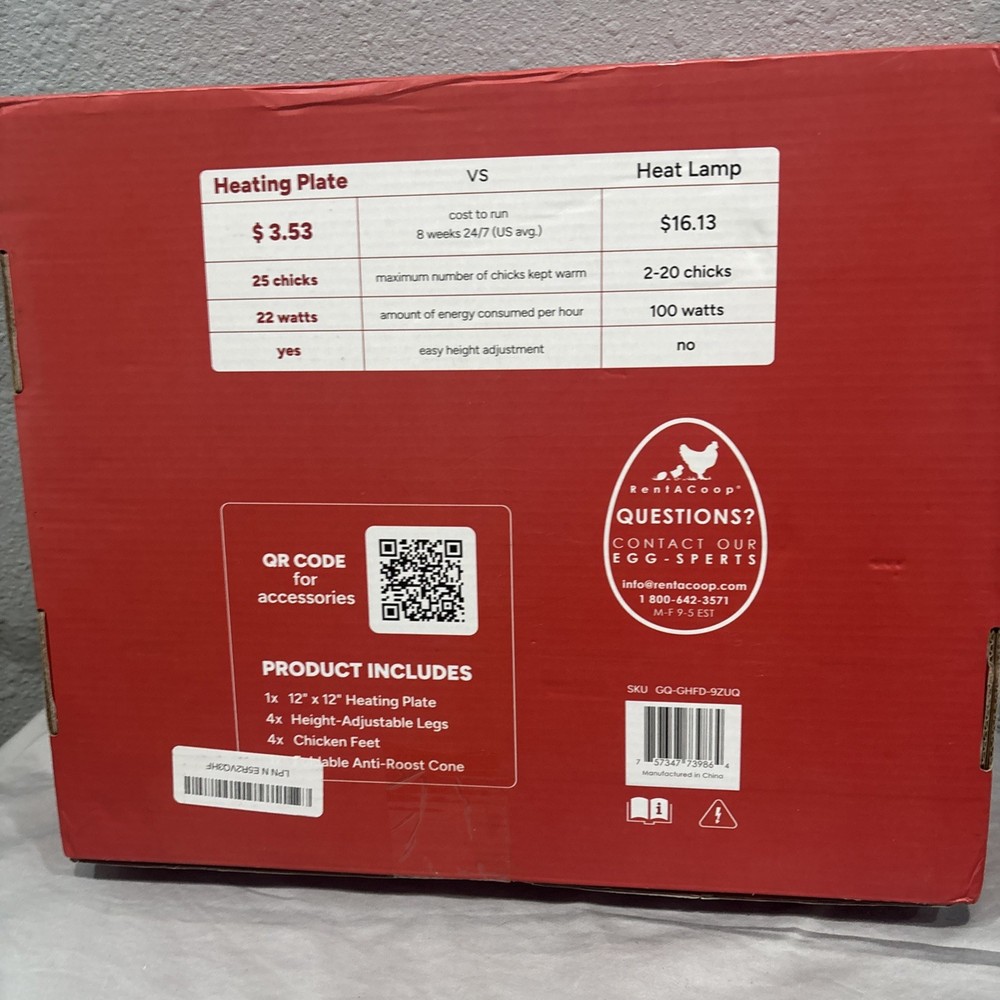 (12" x 12") Chick Brooder Heating Plate & Anti-Roost Cone Set - Warms Up to