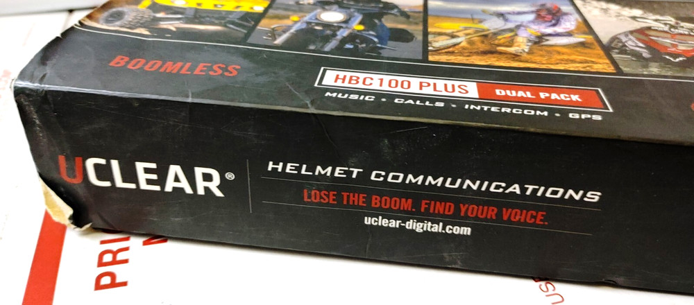 UCLEAR HBC100 PLUS Dual Pack Bluetooth Helmet Comms Clear V2 BITwave Boomless