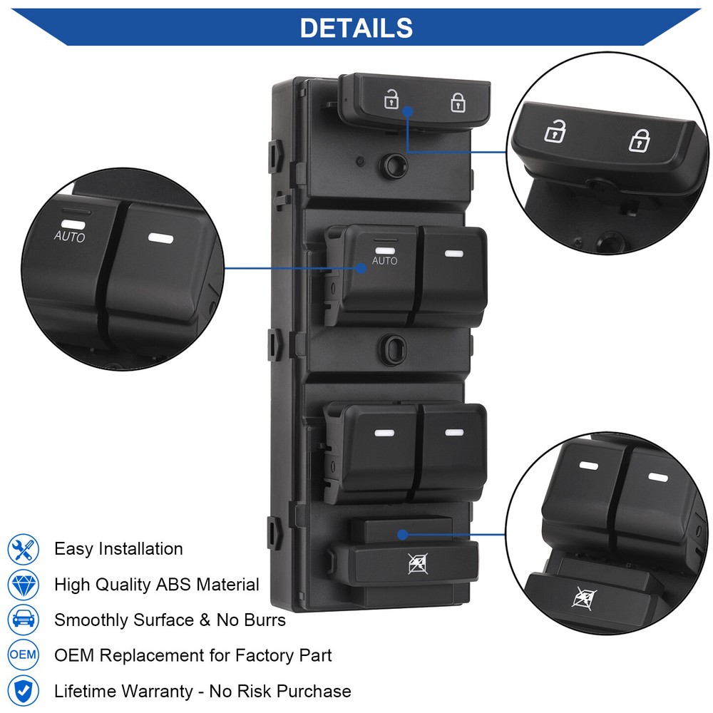 Master Window Switch Control Button for 2015 2016 2017 2018 2019 Hyundai Sonata