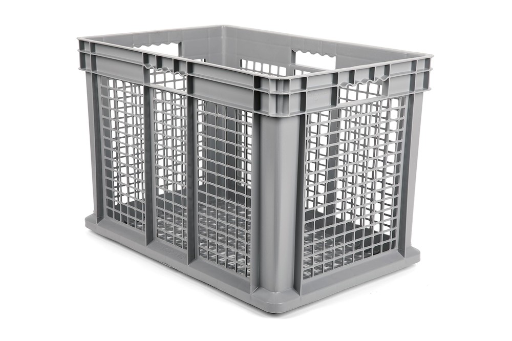24 x 16 x 16 (2 Pack) Mesh Straight Wall Handled Storage Container Tote, Gray