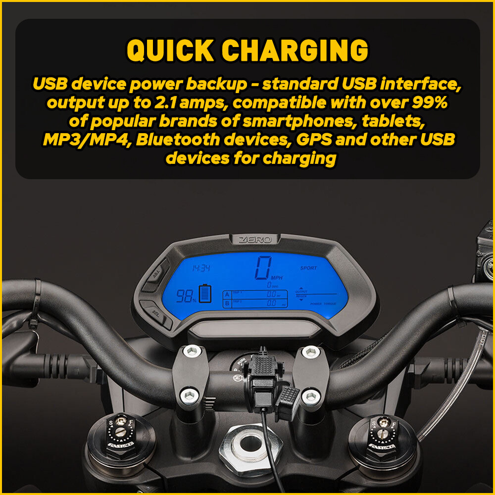 Motorcycle USB Charger Waterproof SAE USB to Cable Adapter Socket Battery Tender