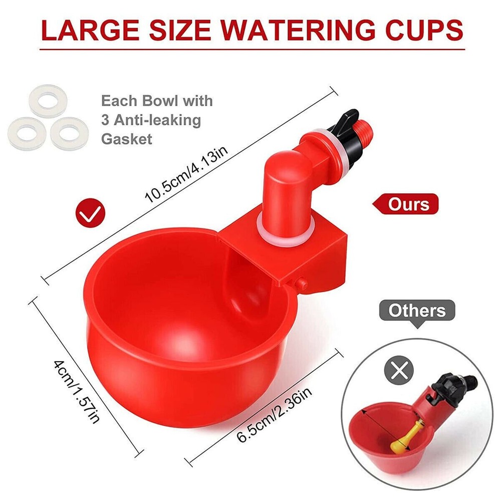 12 PCS Automatic Water Cups Poultry Drinker Waterer Chicken Duck Quail Drinking