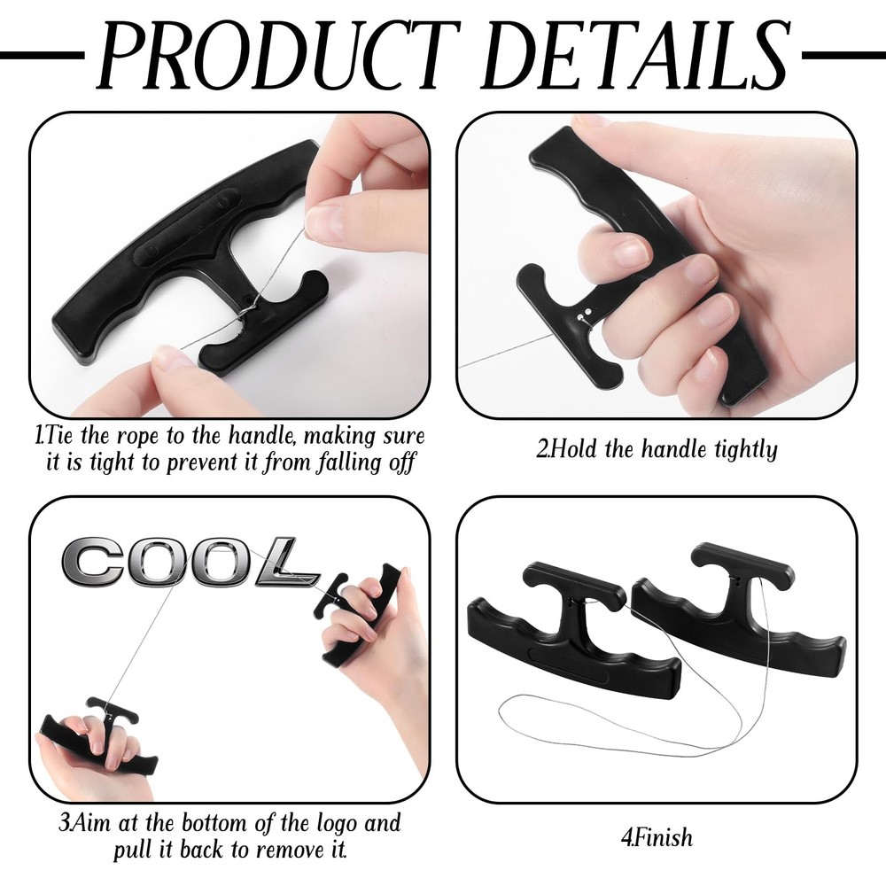 Therwen Car Emblem Removal Tool Wrap Tools Plate Line Badge Remover Black