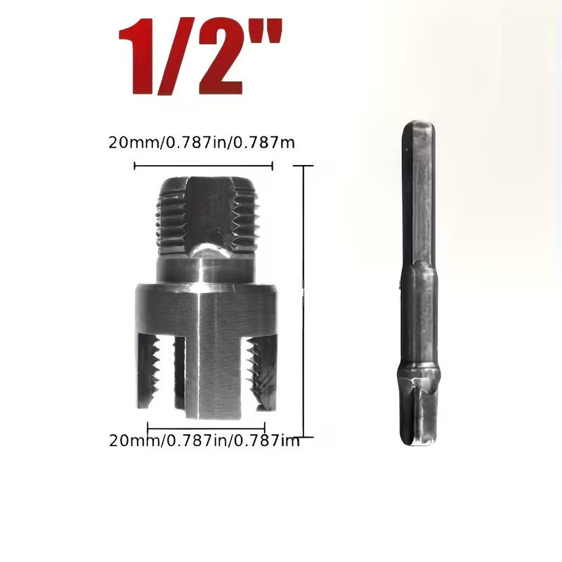 2x Integrated Internal & External Pipe Threading-Tool, PVC Pipe Threader Kit NEW