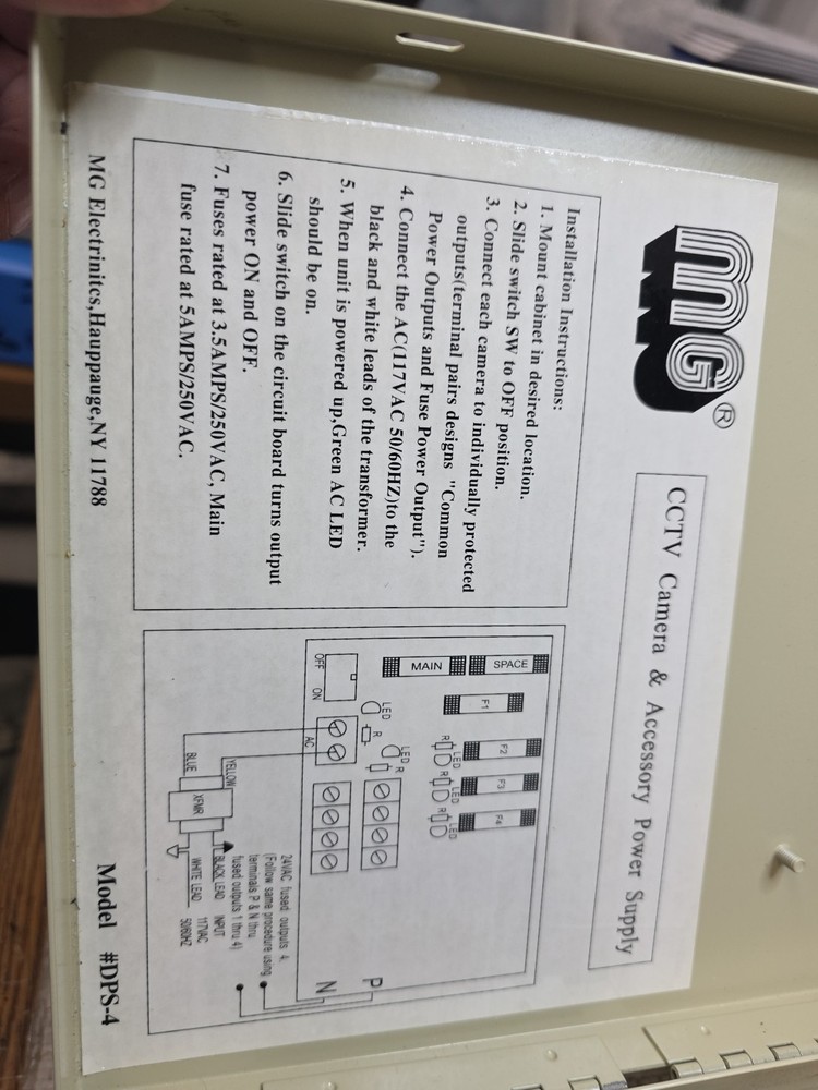 MG Electronics DPS-4 Camera 24VAC Distributed Power Supply NEW IN BOX