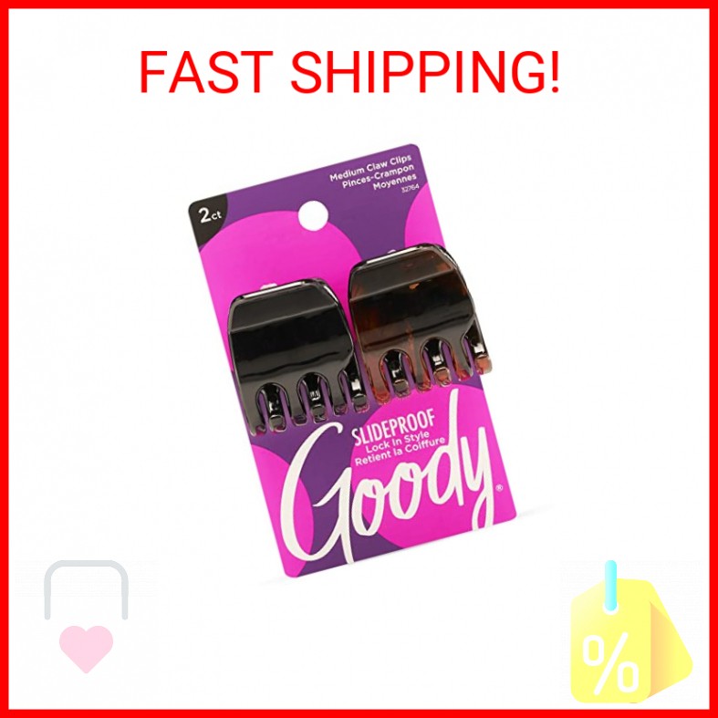 Goody Classics Medium Claw Clips, Black and Brown Colors - Great for Easily Pull