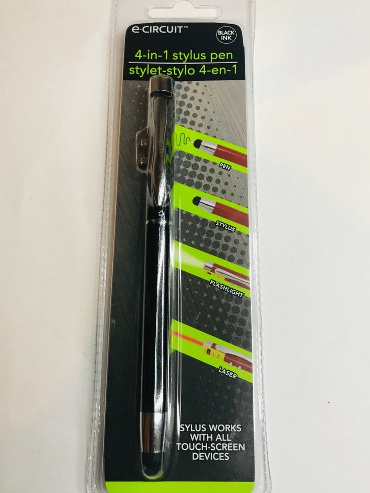 Pen Stylus 4-in-1 Flashlight Pointer Black
