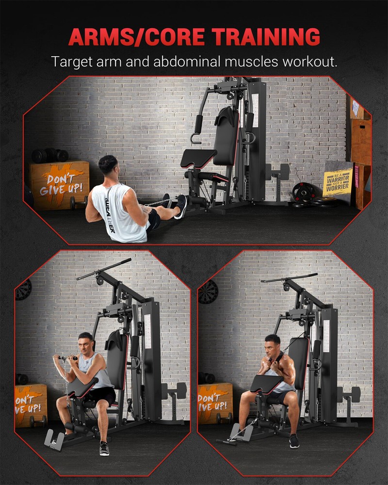 Home Gym Machine Full Body Workout Machine W/150LBS Weight Stack Multifunctional