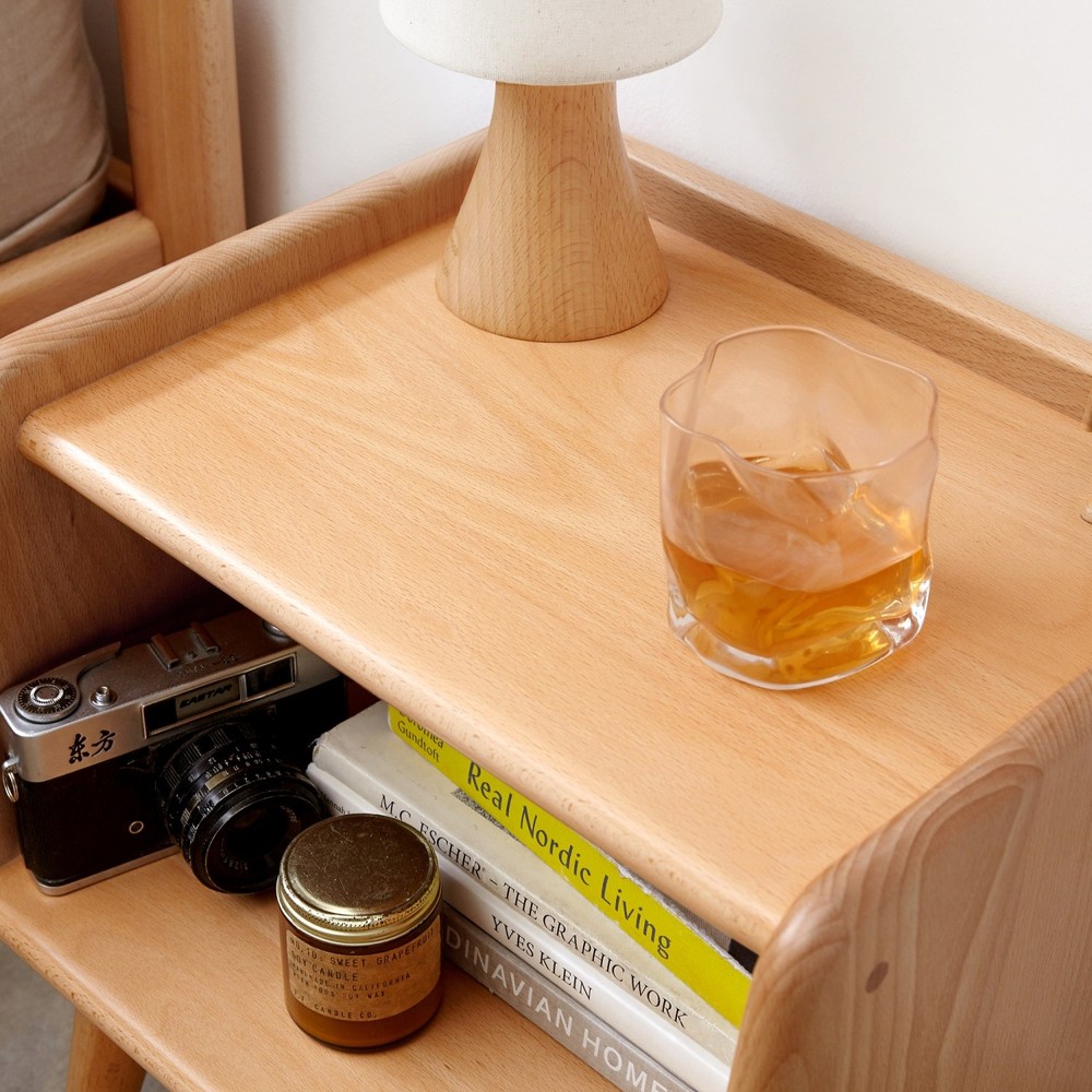 Modern Solid Wood Simple Nightstand Bedside Cabinet Side End Table with Storage