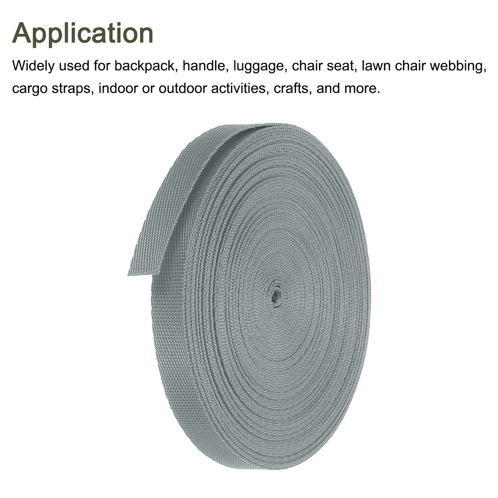 Flat Nylon Webbing Strap 3/8 Inch 10 Yards Iron Gray for Backpack