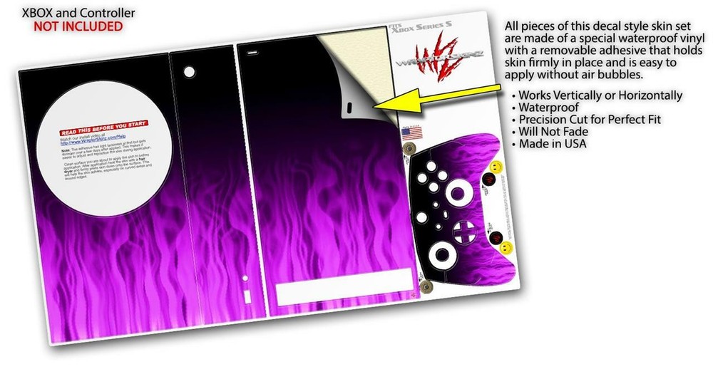 Skins XBOX Series S Console Controller Fire Purple