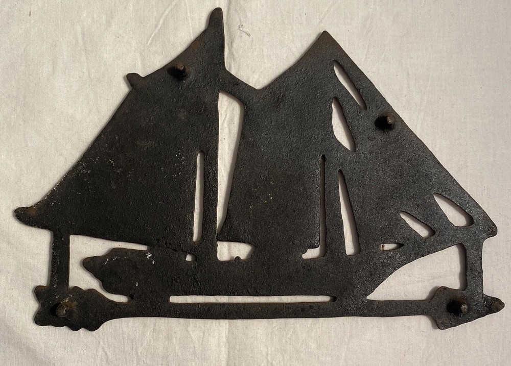 Vintage Cast Iron Clipper Ship Trivet 9x6