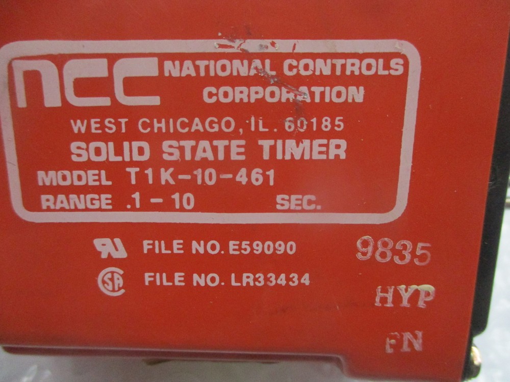 NATIONAL CONTROLS T1K-10-461 TIMER 1-10SEC NSNP