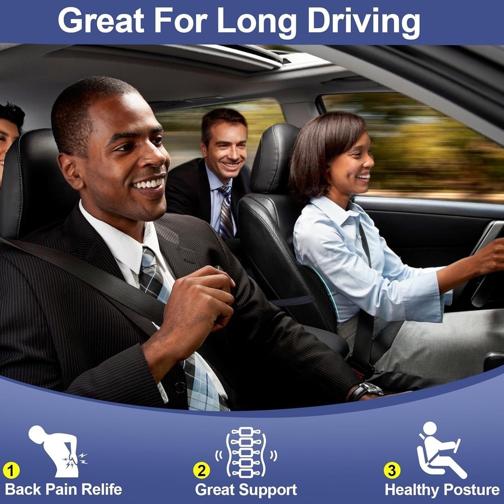 Lumbar Support Pillow For Car - Back Support For Medium To Large Vehic