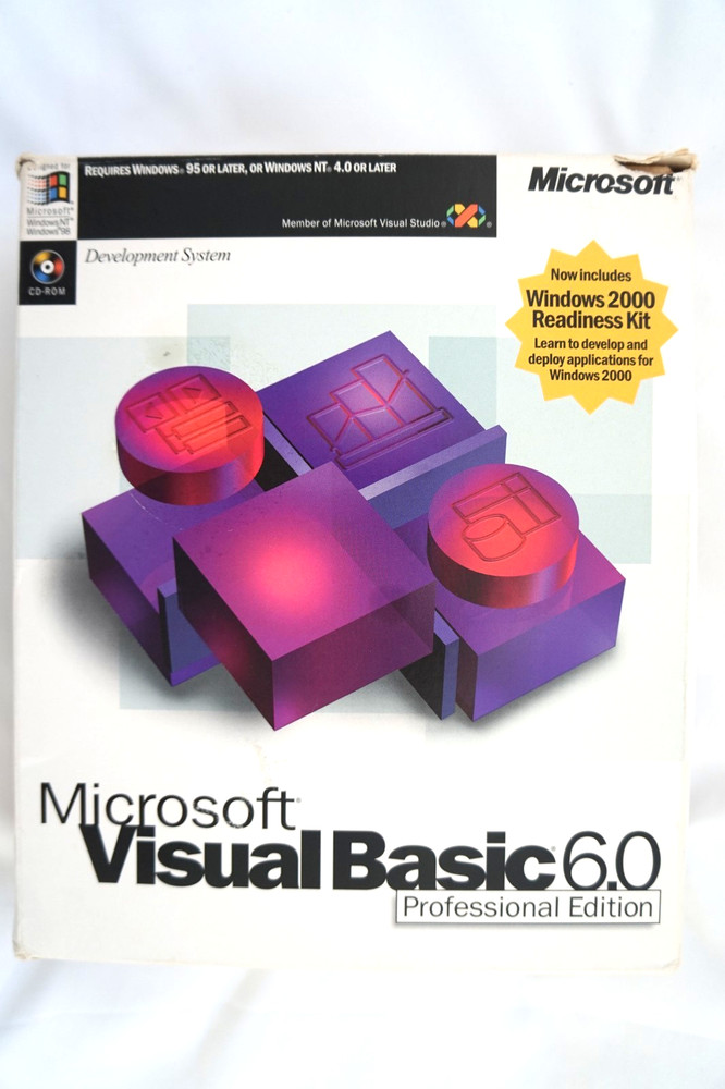 Microsoft Visual Basic Professional 6.0 PRO 6 BOX 4 Windows 7 10 11 203-00768 #4