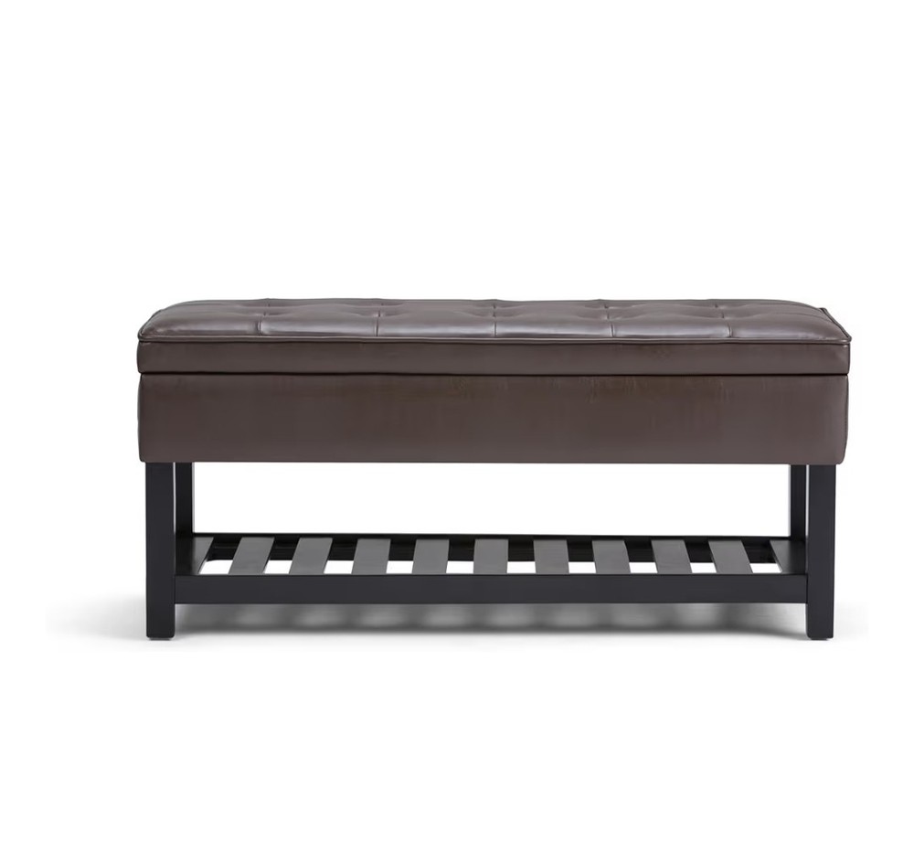 SIMPLIHOME Cosmopolitan 44 inch Wide Transitional Rectangle Storage Ottoman...