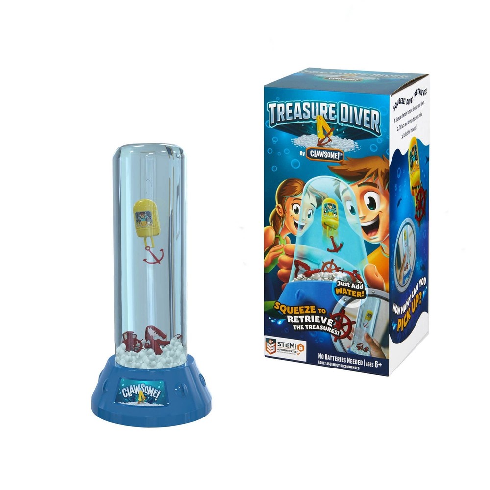 CLAWSOME! Treasure Diver Handheld Water Game | Retro Mini Medium, Multicolor