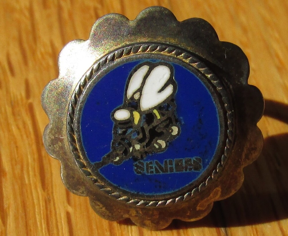US Navy USN Seabee ring Silver  enameled