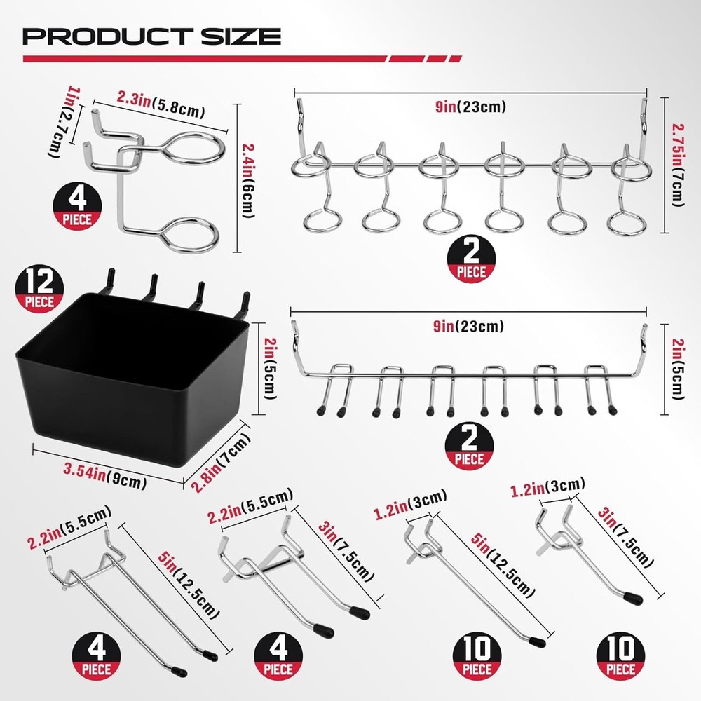 Pegboard Organizer Peg Board Hooks: 300-Piece Hooks for Tool Assortment Black