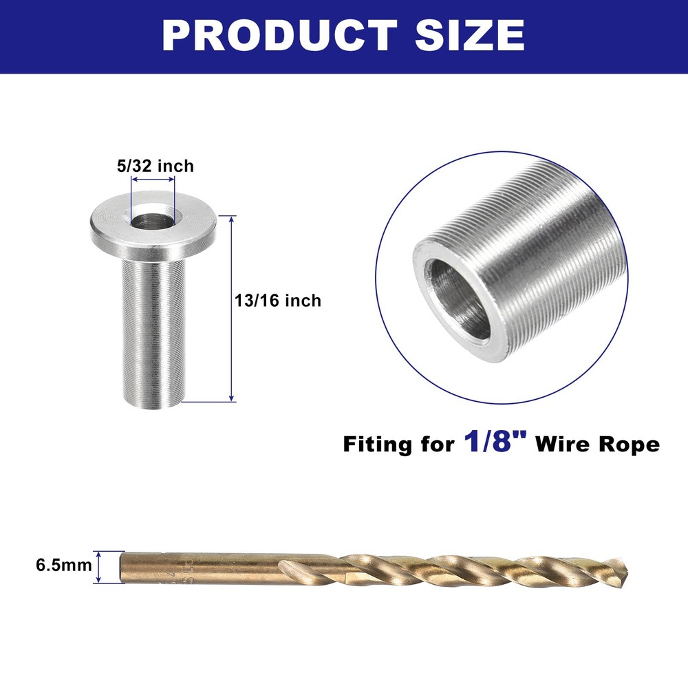 50pcs Stainless Steel Protector Sleeves 1/8" Deck Cable Railing