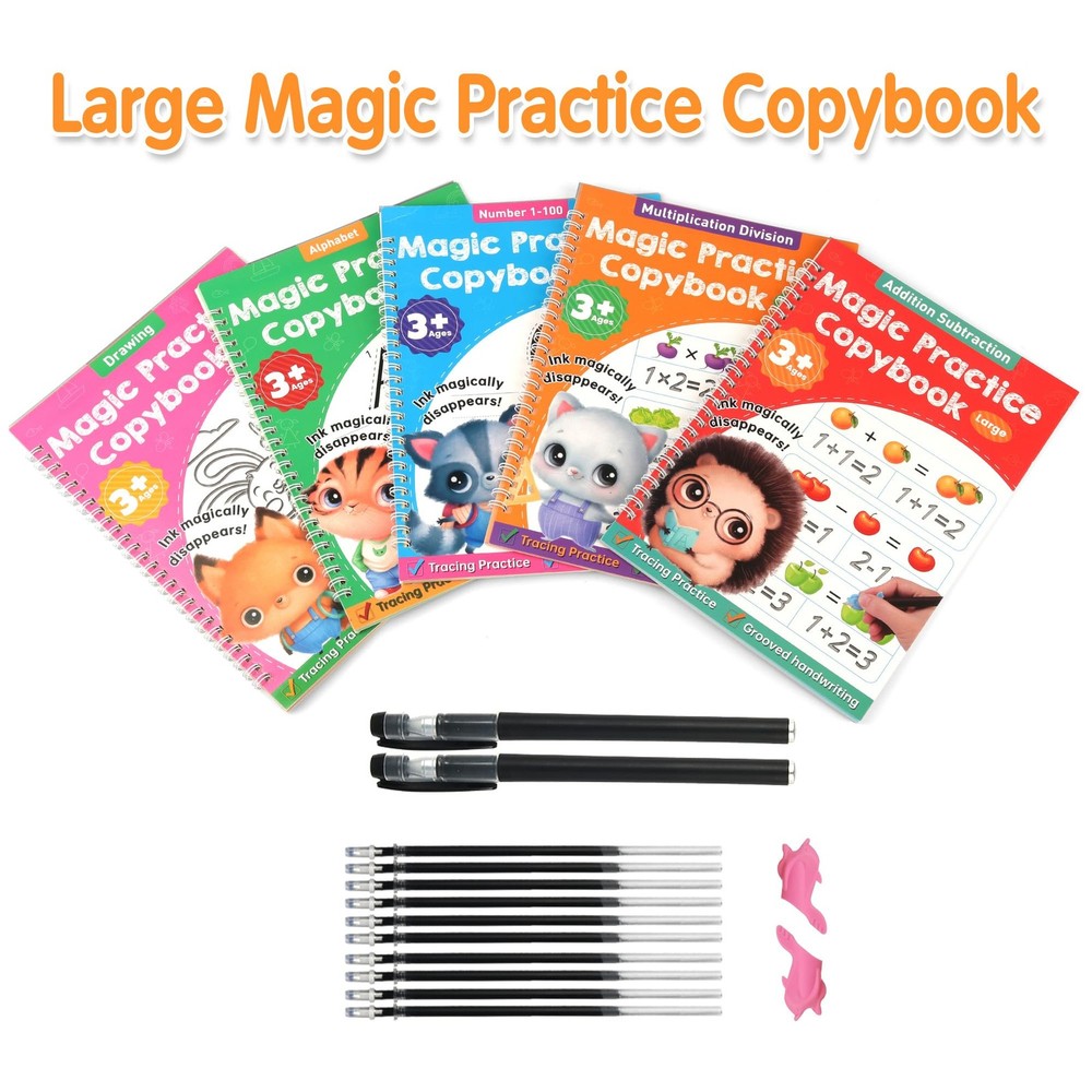 Helsort Large Magic Grooved Practice Copybook for Kids, Reusable