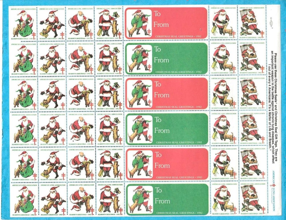 1982 MLH CHRISTMAS SEALS - FULL SHEET - m63