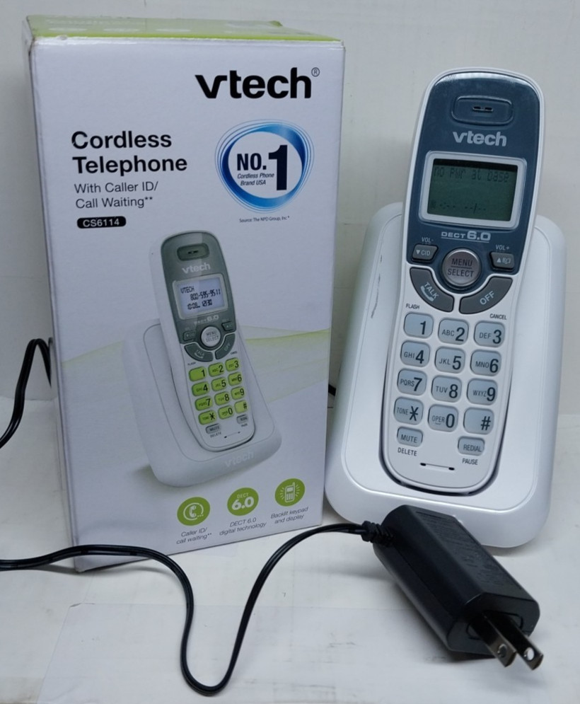 VTech CS6114 Cordless Phone DECT 6.0 Handset Caller ID White *Tested & Working*