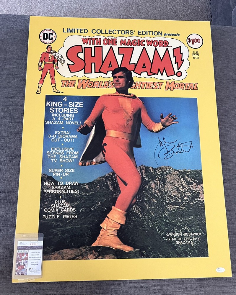 Captain Marvel Jackson Bostwick Signed Event Used Display 23x31 JSA Last One !!!