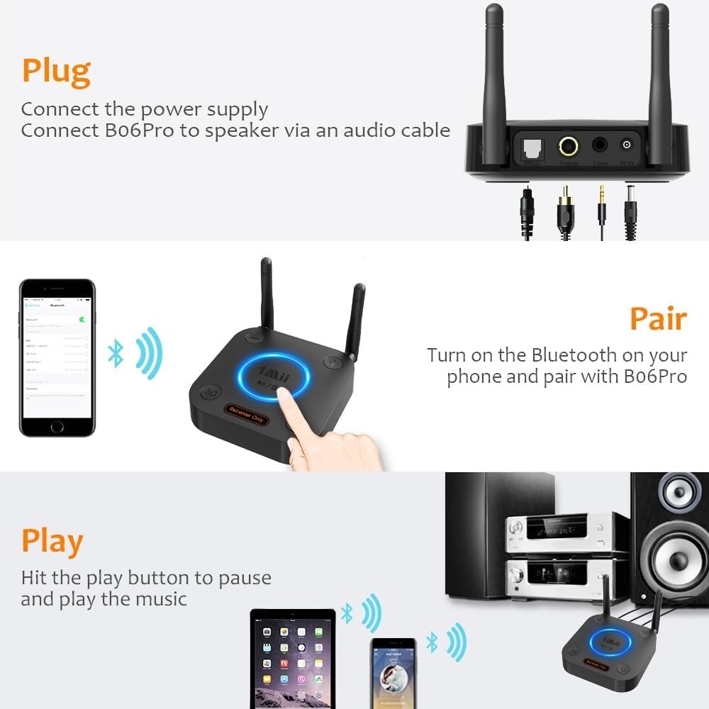 1Mii B06 Pro-B0301 Long Range HiFi Bluetooth 4.2 Adapter Upgraded