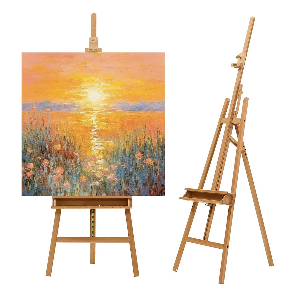 ATWORTH Studio Art Easel,Solid Beech Wood Artist Natural