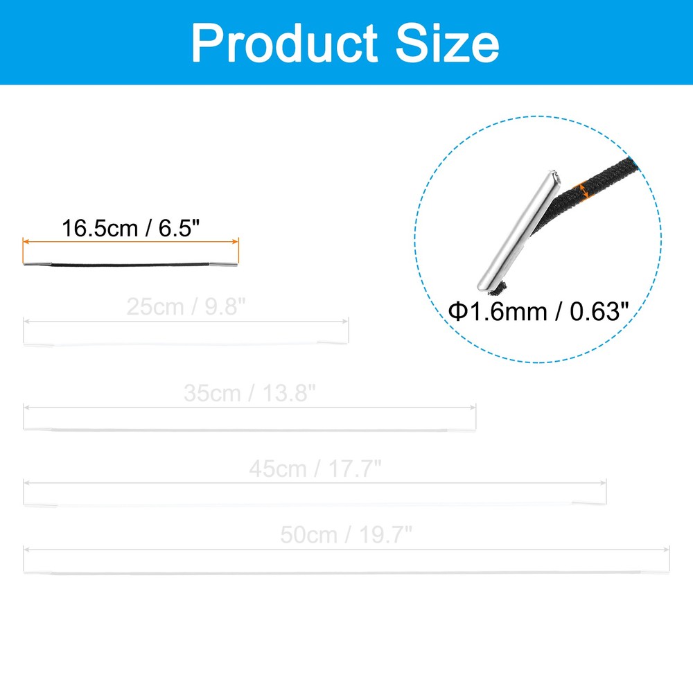 100Pcs 6" Elastic Barbed Cord 1.6mm Loop Stretch Round String Black