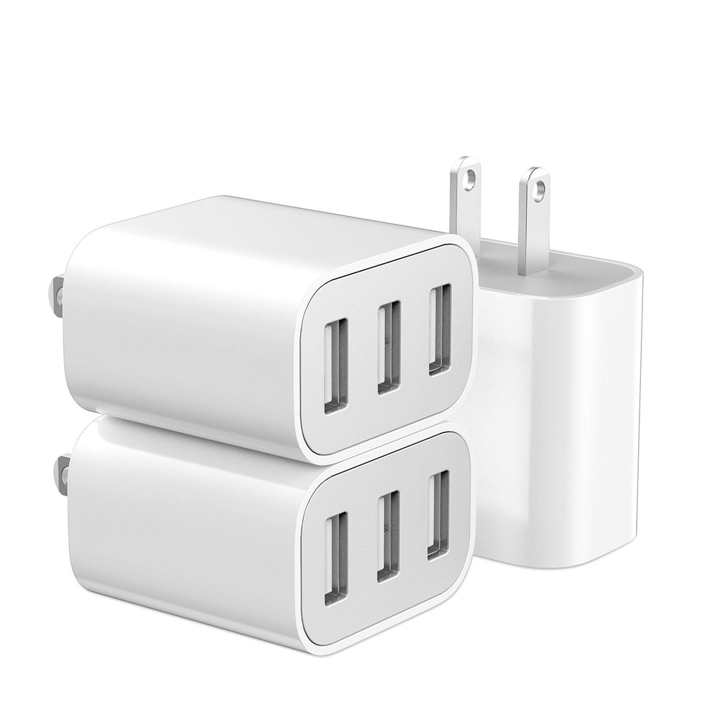 USB Wall Charger 3 Pack 3-Port USB Charger Block Wall Adapter Charging Cube
