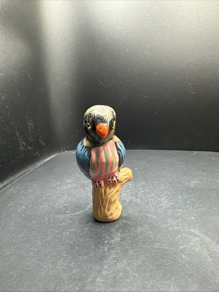 HAND MADE, HAND PAINTED PARROT FIGURE 3.75”