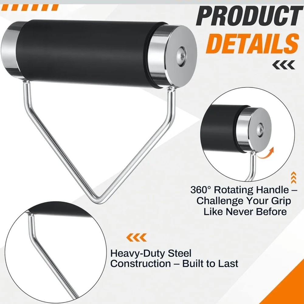 Rotating Deadlift Handle 2.5" Weightlifting Gripper Grip Strength Rolling Handle