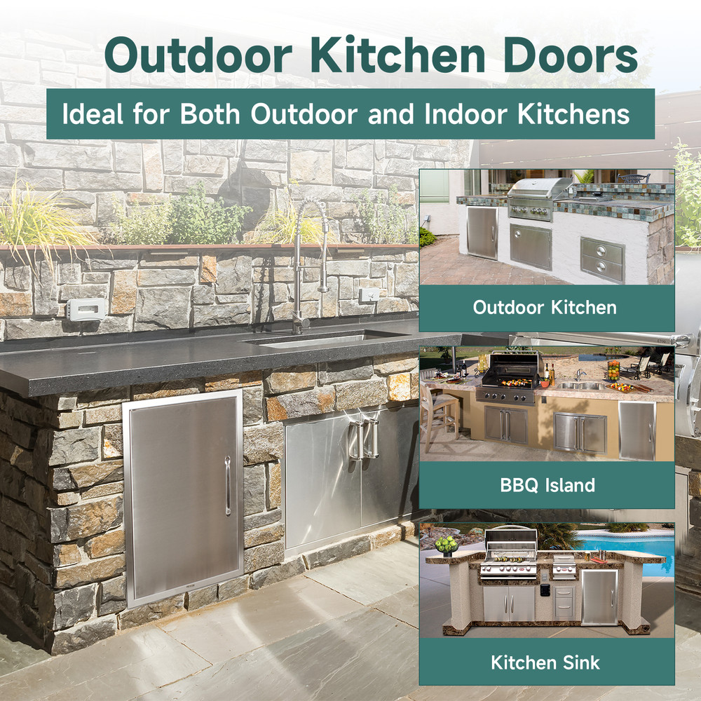 Outdoor Kitchen Doors with Handle 6Size Stainless Single Access Flush Mount Door