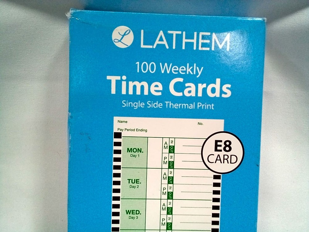 Lathem E8-100 Time Cards 100-Pack Thermal Single Sided