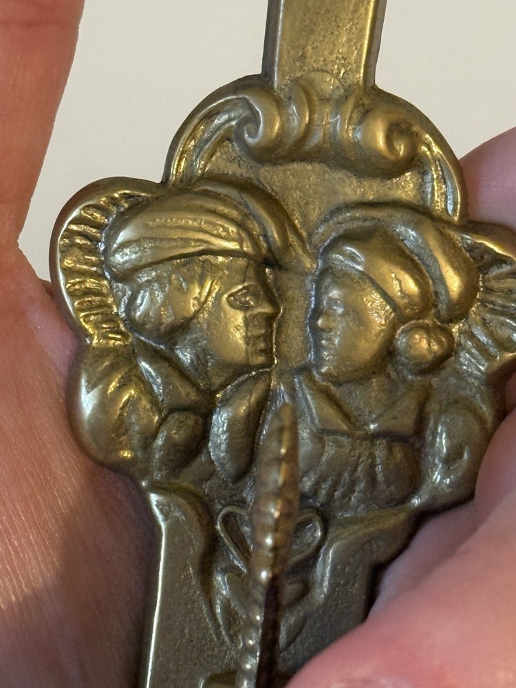Vintage Solid Brass Wall Hook Serpent-Style With Faces Ornate