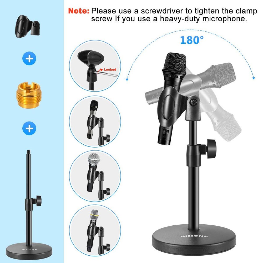 3 In 1 Multi Function Desktop Microphone Stand Adjustable Table Mic Stand With M