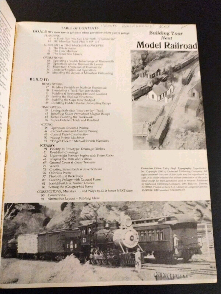 Building Your Next Model Railroad Paperback 1986 Prototypes
