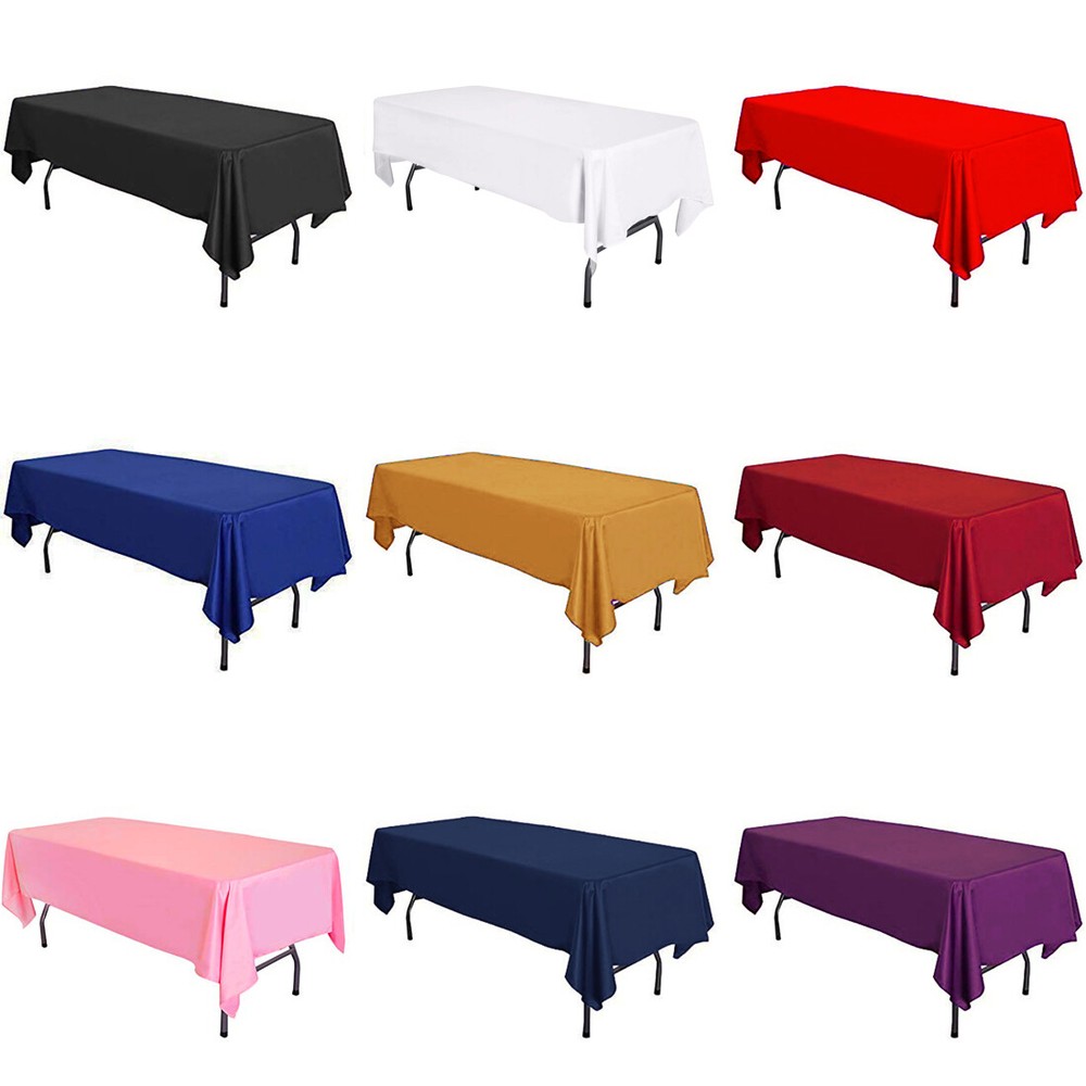 58" x 108" Lamour Satin Rectangular Seamless Tablecloth Wedding Table Cover