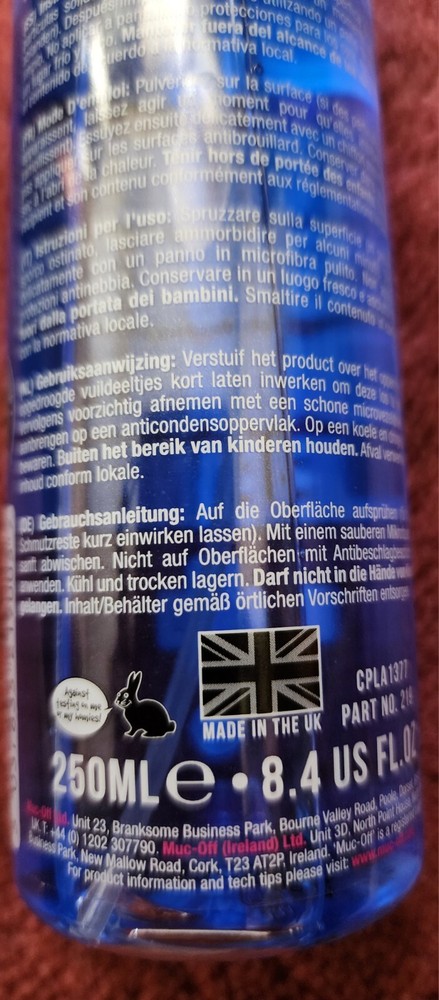 Visor, Lens, and Goggle Cleaner Blue, 250Ml