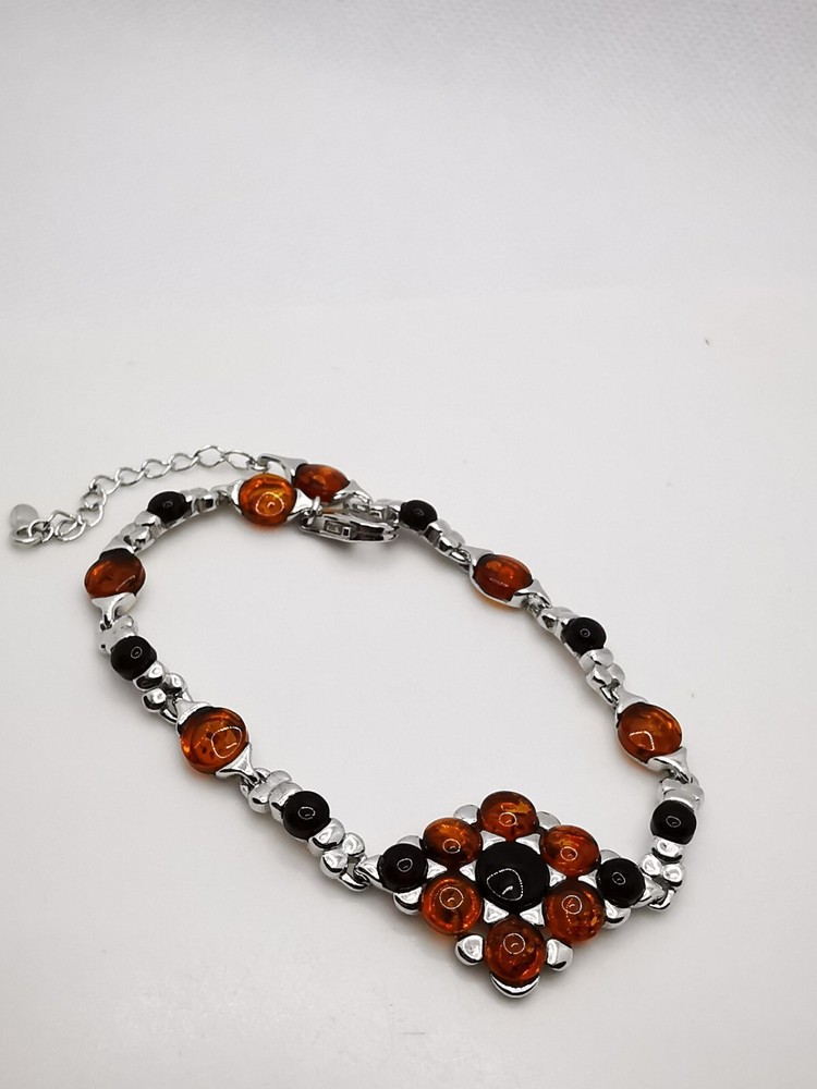Art Deco Amber Bracelet Bangle Silver 925