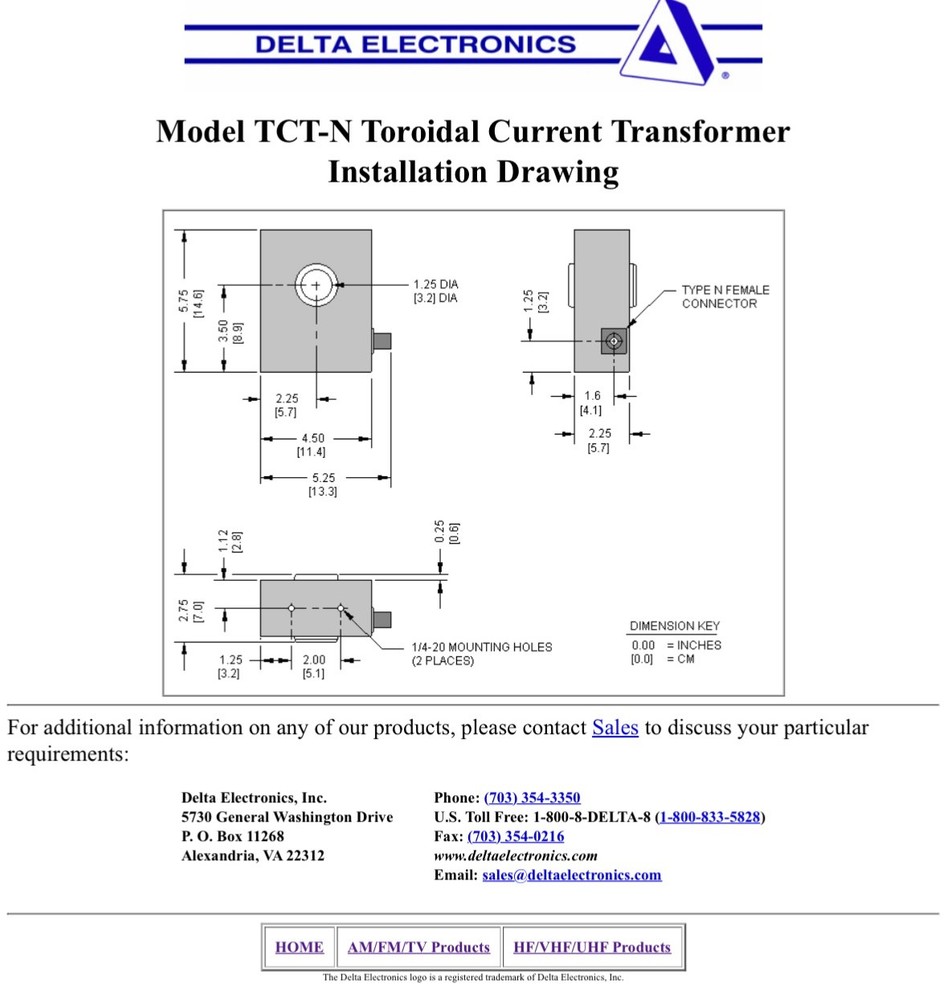 DELTA ELECTRONICS RF AMMETER/CURRENT TRANSFORMER TСT-5