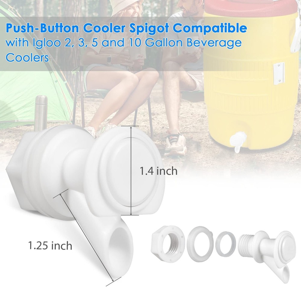 Push Button Water Spigot Replacement Compatible with Igloo 2, 3, 5,10 Gallon