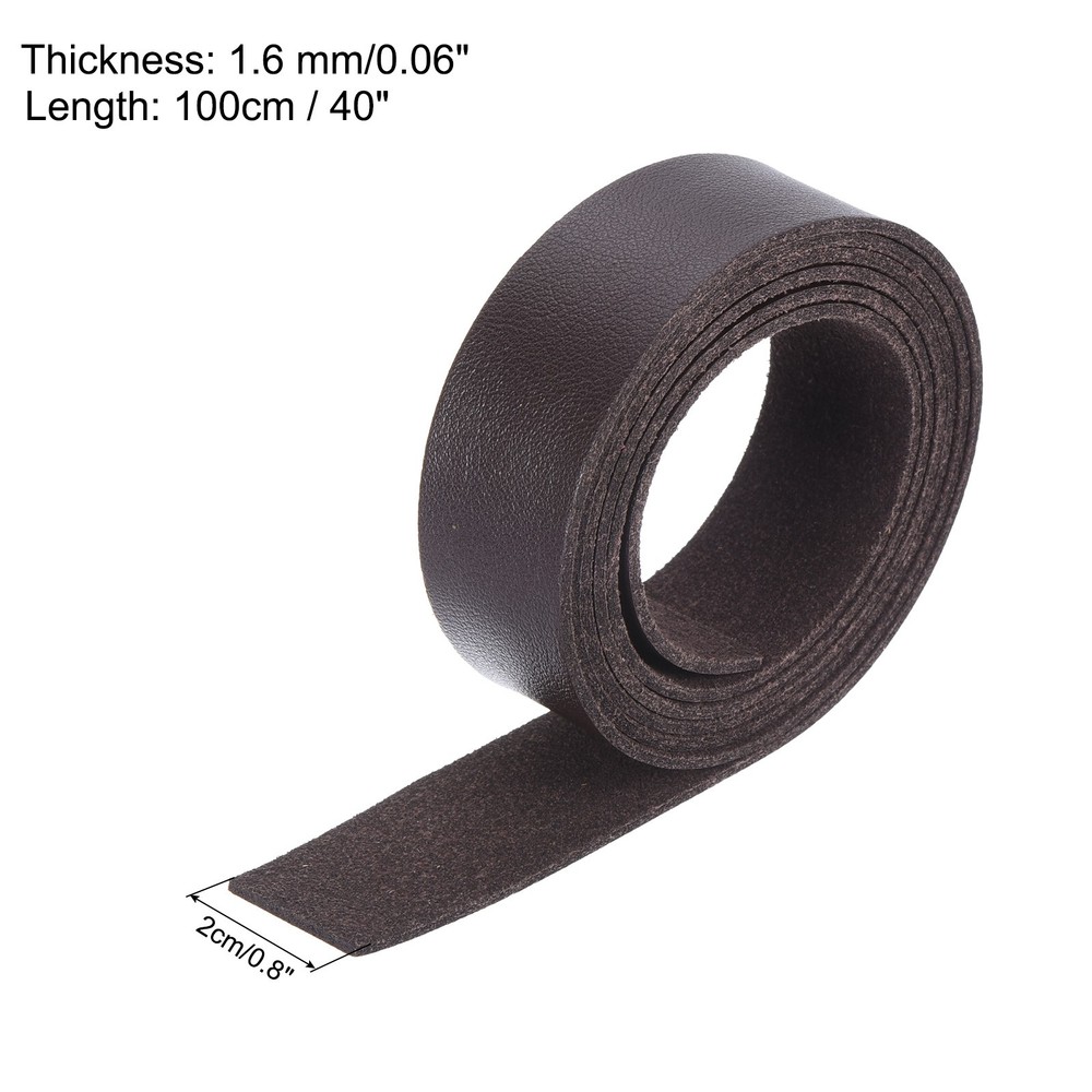 Leather Straps Strip Belt 2cm(0.8" Width) Leather Strips Dark Brown, 2pcs