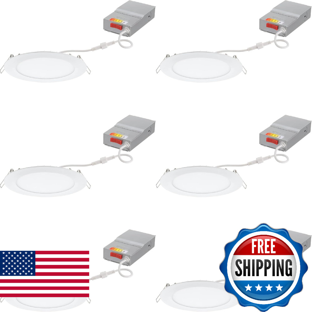 Juno 6" LED Recessed Wafer Downlight, 5-in-1 Switchable White Canless