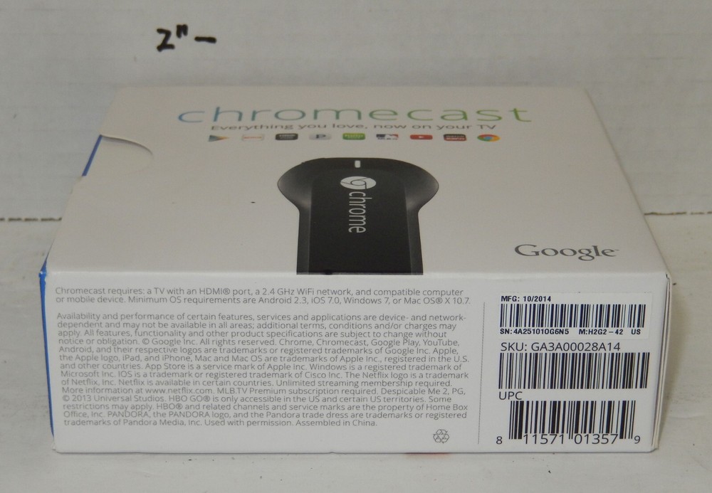 Google Chromecast Model H2G2-42 Streaming Device